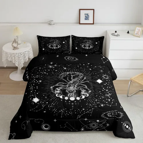 Miniatura 16 de Aries Bedding - Juego de edredón tamaño individual de nebulosa hippie y astrología del zodiaco trippy, juegos de ropa de cama y colecciones