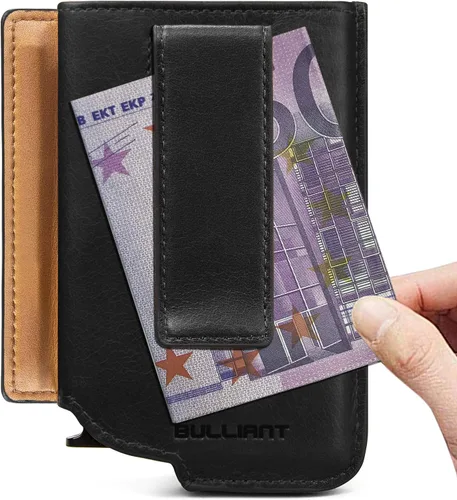 Miniatura 6 de Tarjetero delgado para hombre cartera de aluminio grande con clip para dinero 8 tarjetas bloqueo RFID