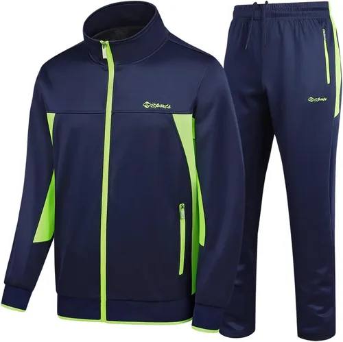 Conjunto deportivo casual de manga larga para hombre, conjunto deportivo con cremallera completa, chaqueta deportiva y pantalones para correr