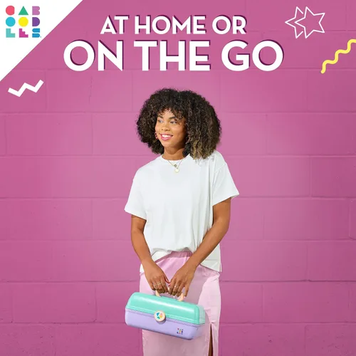 Miniatura 4 de Caboodles On-The-Go Girl - Caja de maquillaje para chicas, dos tonos violeta sobre brillo plateado, caja organizadora de maquillaje de plástico