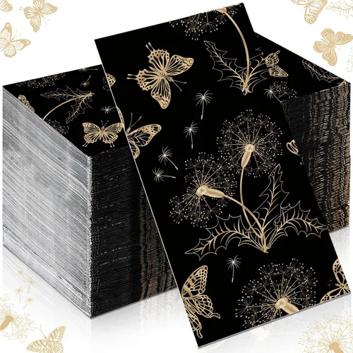 Miniatura 11 de 150 servilletas florales de Navidad de 3 capas desechables de papel para invitados, servilletas para baño, Navidad, vacaciones, boda, aniversario