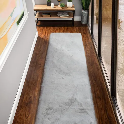 Miniatura 41 de ORINOVA Alfombra de felpa marrón claro beige de 8 x 10 pies para sala de estar, alfombra bohemia esponjosa de piel de conejo grande para dormitorio