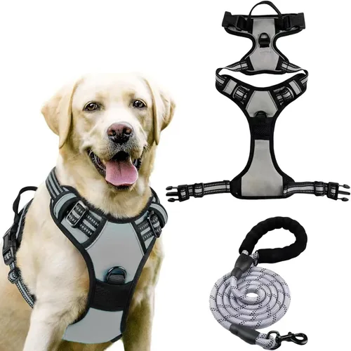 Miniatura 9 de Dog Harness, No Pull Large, Release on Neck, Front Back Clips Dog Vest Harness Reflective Adjustable Padded,for Outdoor Walking Training(L,Black)