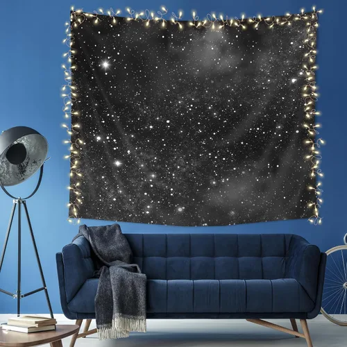 Miniatura 7 de Imirell Tapiz de estrellas de cielo nocturno para colgar en la pared, color azul oscuro, estrellado cósmico, 78 pulgadas de ancho x 59 pulgadas