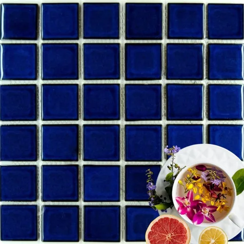 Tenedos Azulejo de mosaico de porcelana con patrón cuadrado azul cobalto de alta calidad de 2 x 2 pulgadas (no se pega ni se pega) para cocina,