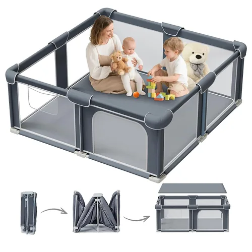 Miniatura 11 de G TALECO GEAR Corralito plegable para bebés y niños pequeños, patio de juegos portátil de 50"x50" con alfombra, corral de juegos plegable para niños