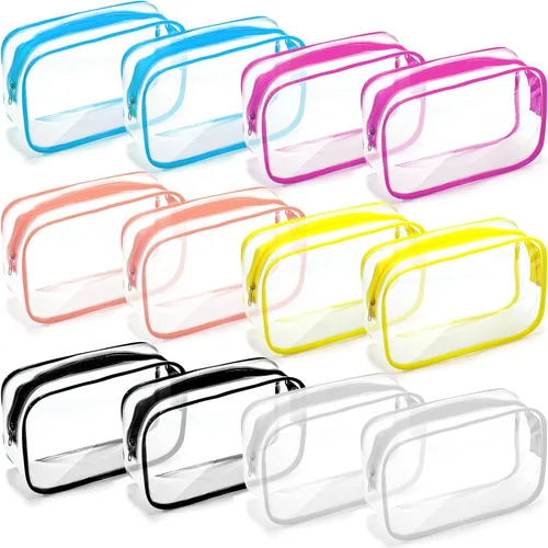 Miniatura 24 de Weewooday 12 piezas bolsas transparentes para maquillaje, bolsas de almacenamiento de cosméticos, estuches de PVC con cremallera, bolsas de viaje