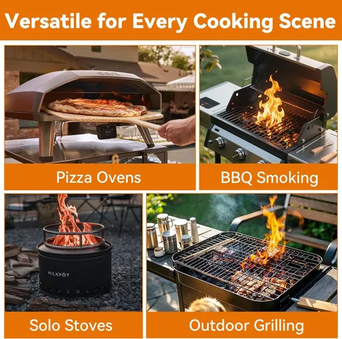 Miniatura 5 de Madera para horno de pizza de nogal hickory de 6 pulgadas, caja de 15 libras – leña seca en horno y sin corteza para hornos de pizza, barbacoa