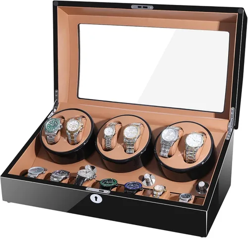 Miniatura 6 de Sepano Bobinadora automática de reloj colector I 6 bobinadoras de reloj con 7 cajas de almacenamiento y motor silencioso Mabuchi gran capacidad uno