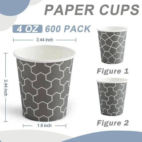 Miniatura 2 de Paquete de 600 unidades de tazas de papel de 4 oz, tazas de café desechables sin fugas de 4 oz, tazas de papel seguras para alimentos para espresso