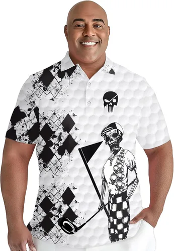 Miniatura 4 de PAGYMO Golf Shirts for Men Crazy Print Hawaiian Funny Mens Polo Shirt