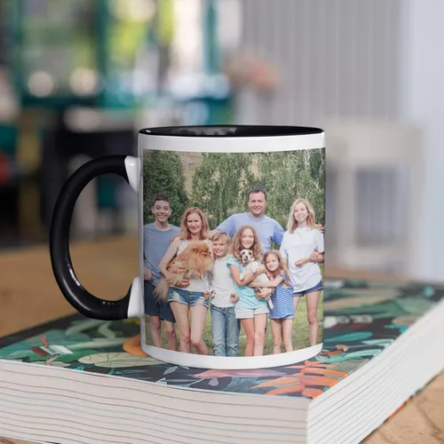 Miniatura 3 de Taza de café con foto personalizada, 11 onzas, color negro, con imagen envolvente, texto, taza de cerámica personalizada con imagen, taza