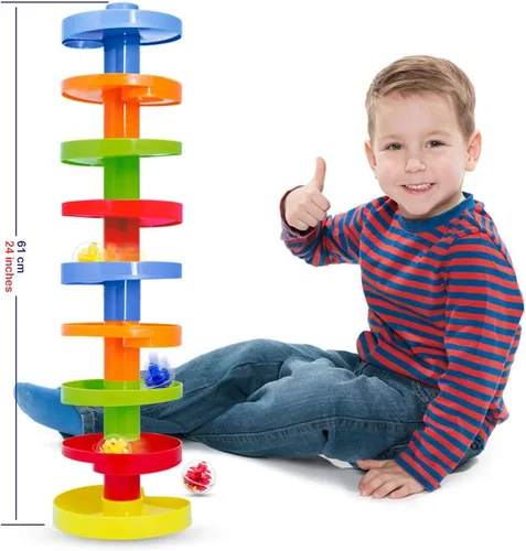Miniatura 6 de WEofferwhatYOUwant Juguete de bola – Juego de torre STEM expandible de 14 piezas para niños pequeños de 9 meses Puente de bricolaje, bolas