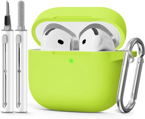 Miniatura 15 de Funda para AirPods 4 2024, viene con kit de limpieza, funda protectora de silicona suave para fundas Apple AirPods de 4ª generación con llavero
