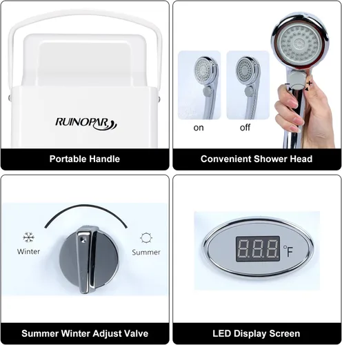 Miniatura 4 de Calentador de agua portátil sin tanque de propano – 6L 1.58GPM RV calentador de agua de gas bajo demanda con pantalla digital para exteriores