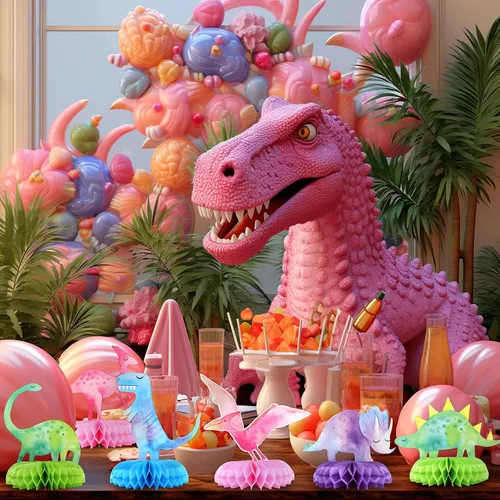 Miniatura 4 de Centros de mesa de dinosaurio para baby shower, 12 piezas de centros de mesa de nido de abeja de dinosaurio para decoraciones, decoración de mesa