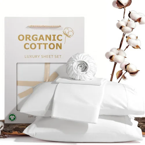 Miniatura 9 de SONORO KATE 100% Organic Cotton Sheets Set - 1000 High Thread Count, GOTS Certified Long Staple Cotton Bed Sheets, Soft, Breathable 5-Star Hotel