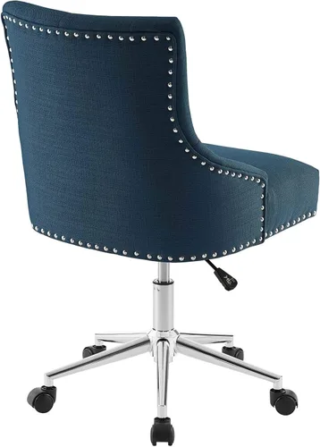 Miniatura 4 de Modway Regent - Silla de oficina giratoria de tela tapizada con botones capitoné y ribete de cabeza de clavo en color azul