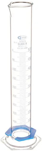 United Scientific Cilindro graduado de vidrio borosilicato 139.450.06A con base hexagonal y protector de parachoques, escala única, clase A,