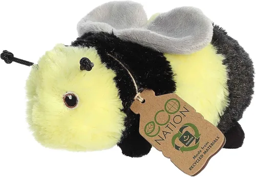 Aurora Animal de peluche Eco Nation Eco Softies de abejorro hecho de forma responsable, ideal para aventuras de juego, perfecto para cumpleaños o