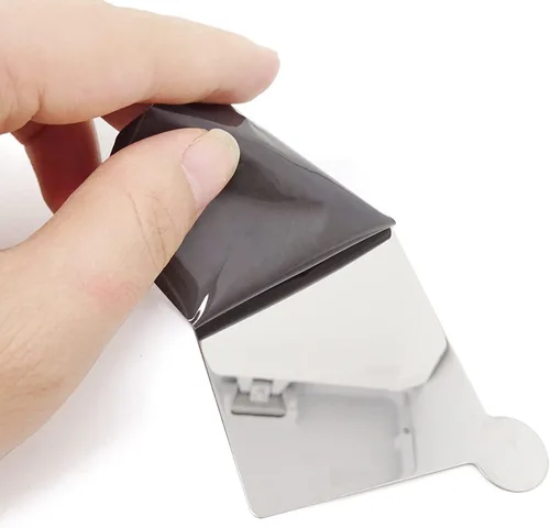 Miniatura 3 de Honbay Espejo de bolsillo compacto de acero inoxidable, 2 unidades, irrompible, pequeño, espejo rectangular de mano para maquillaje con soporte