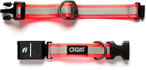 Miniatura 7 de Stunt Puppy Collar para perro, listo para Fi Series 3 y 3+, pequeño, naranja reflectante, compatible con dispositivo GPS Fi (no incluido)