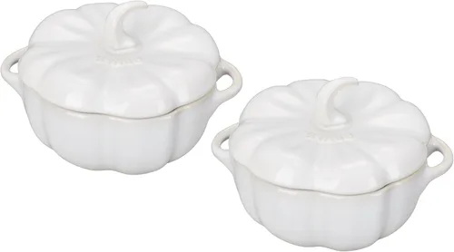 Miniatura 16 de STAUB Calabaza Pequeña de Cerámica de 0.75 cuartos, Segura para Horno y Estufa hasta 572°F, Plato de Calabaza, Horneado Color Naranja Caramelo