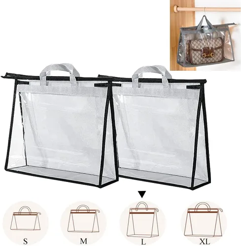 Miniatura 14 de fazhongfa 2 bolsas para el polvo para bolsas, organizador de almacenamiento de bolsos transparentes, no tejidas, bolsa colgante con cremallera y asa