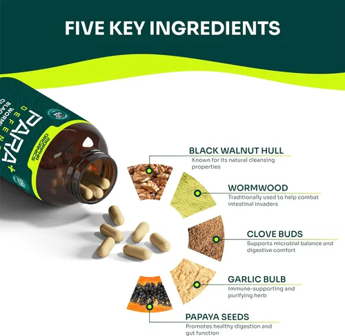 Miniatura 3 de Para Defense Limpieza y Desintoxicación Digestiva Ajenjo 250mg, Nogal Negro 250mg, Clavo 100mg, Semilla de Papaya, Ajo Suplemento Natural