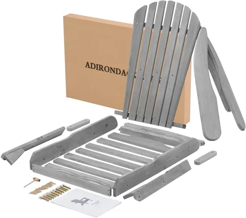 Miniatura 6 de Solid Wood Folding Adirondack Chair for Outdoor Patio Garden Deck Lounge - Comfortable Wooden Lawn Chair with Wide Armrests