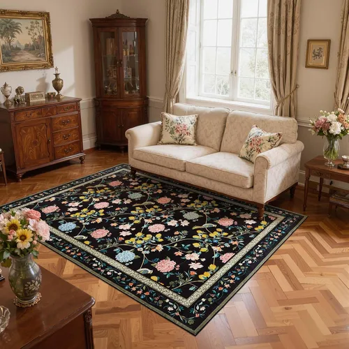 Miniatura 77 de Jinchan Alfombra Floral de Pasillo, 2x5, Alfombras Antideslizantes Lavables a Máquina, Alfombra Suave de Pelo Bajo para Pasillo, Resistente a
