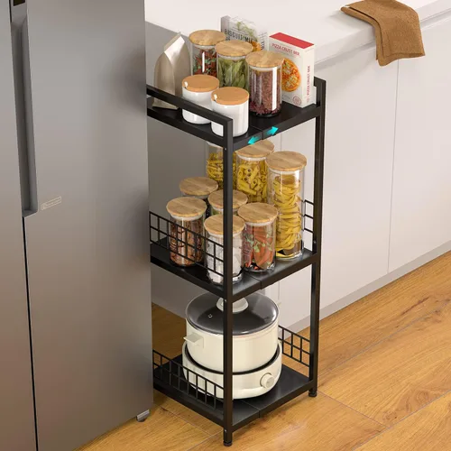 Miniatura 4 de DAOUTIME - Estantería metálica de 3 niveles, expandible, independiente, estrecha, estantes de piso abierto, ideal para baño, cocina, lavandería