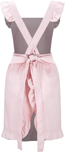 Miniatura 2 de Hyzrz Lindos delantales retro ajustables con volantes con bolsillos para mujeres y niñas, delantal vintage con espalda cruzada para disfraz