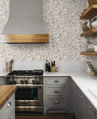 Miniatura 5 de NextWall Papel tapiz vintage de granada (Daydream Grey & Melon)