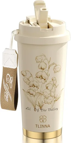 Miniatura 11 de [Tapa 2 en 1] Taza de viaje, taza de café, taza de café, revestimiento de cerámica forrada, acero inoxidable 316, sin BPA, vaso aislado al vacío