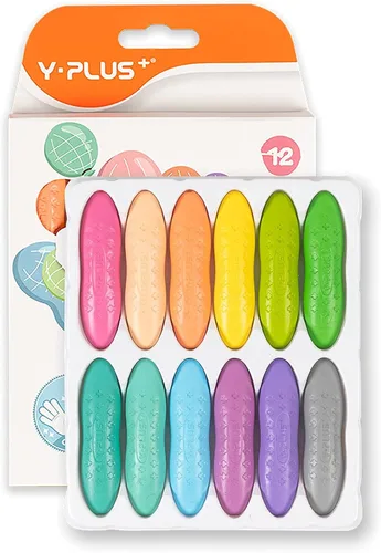 YPLUS Crayones con Forma de Maní para Niños, 12 Colores Pastel Lavables para Niños Pequeños, Crayones No Tóxicos para Bebés de 2-4, 1-3, 4-8 Años,