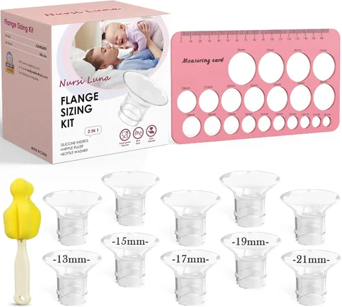 Kit de Dimensionamiento de Brida Nursi Luna 3 en 1 con 10 Piezas de Insertos de Brida 13/15/17/19/21mm, Kit de Insertos de Brida de Silicona para