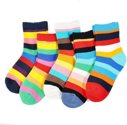 Miniatura 29 de EPEIUS Paquete de 5 calcetines sin costuras con rayas arcoíris para niños y niñas