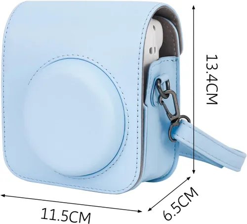 Miniatura 2 de Funda protectora compatible con cámara Fujifilm Instax Mini 12 de película instantánea con bolsillo para accesorios y correa ajustable (azul)