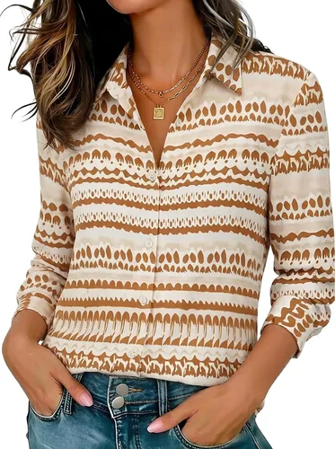 Miniatura 27 de Camisas elásticas suaves sin arrugas con botones para mujer, tops transpirables que absorben la humedad para vestir casual de trabajo