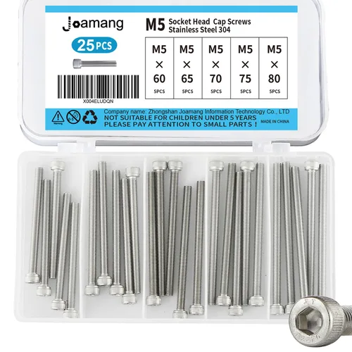 Miniatura 17 de M5 x 10 mm, 14 mm, 18 mm, 20 mm, 25 mm Tornillos de cabeza hexagonal, Acero inoxidable 304, unidad hexagonal Allen métrica, acabado brillante