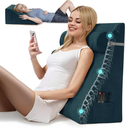 Miniatura 16 de Almohada de lectura de cuña de espuma viscoelástica para cama, almohada ergonómica para adultos con reposacabezas ajustable, almohada de cama