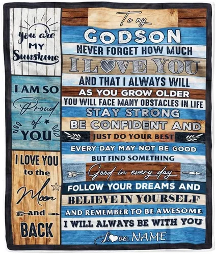 Miniatura 7 de Manta personalizada con texto en inglés «To My Godson», de Godmother Godmother Wolf Moon, My Love for You is Forever Godson Birthday Christmas