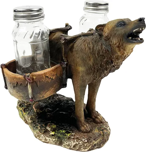 Miniatura 8 de Urbalabs - Coctelera grande de armadillo, lobo, burro, cerdo y caballo, salero y pimentero, mesa de comedor de granja, decoración rústica de vaquero