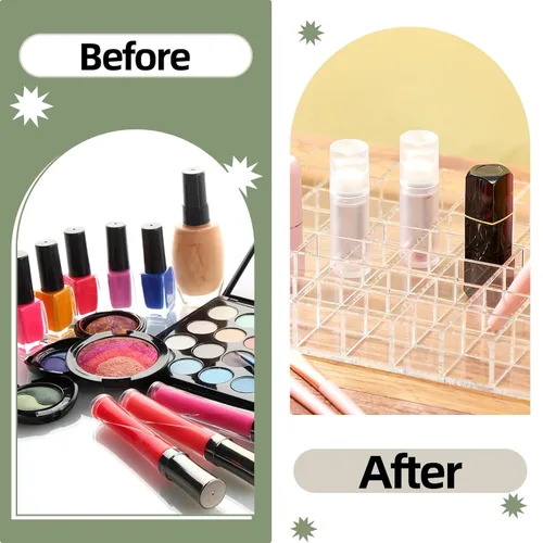 Miniatura 3 de Mumufy Soporte para lápiz labial, organizador de acrílico transparente, organizador de brillo de labios, estuche de plástico para cosméticos