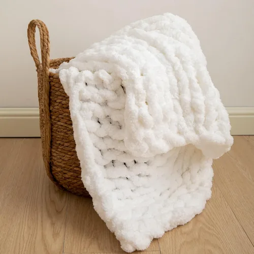 Miniatura 38 de WESHIONGOO Manta de Punto Grueso Throw 40"*40" (101.6cm*101.6cm) Mantas de Punto para Sofá Cama Manta Suave Esponjosa con Hilo Chenille Jumbo Grueso