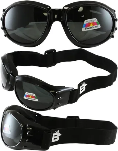 Miniatura 7 de Birdz Eyewear Eagle - Gafas de seguridad acolchadas para motocicleta, 2 pares, marco negro con lentes ahumados transparentes y polarizados, gafas
