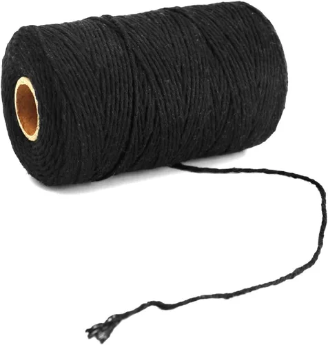 Miniatura 4 de Cordel de algodón para usar en la cocina, para atar carne preparada en casa, hacer salchichas, o para manualidades y aplicaciones de jardinería Negro