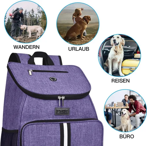 Miniatura 6 de BAGLHER Bolsa de viaje para perros, mochila de suministros para mascotas aprobada por aerolíneas, juego de accesorios de mochila de viaje