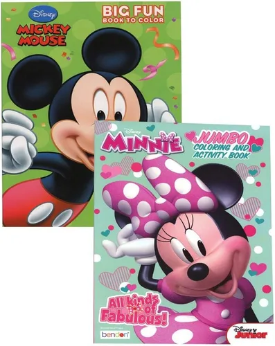 Mickey y Minnie Jumbo Libro para colorear y actividades con dibujos de personajes para estimulación cerebral, 80 páginas centrado en la creatividad,